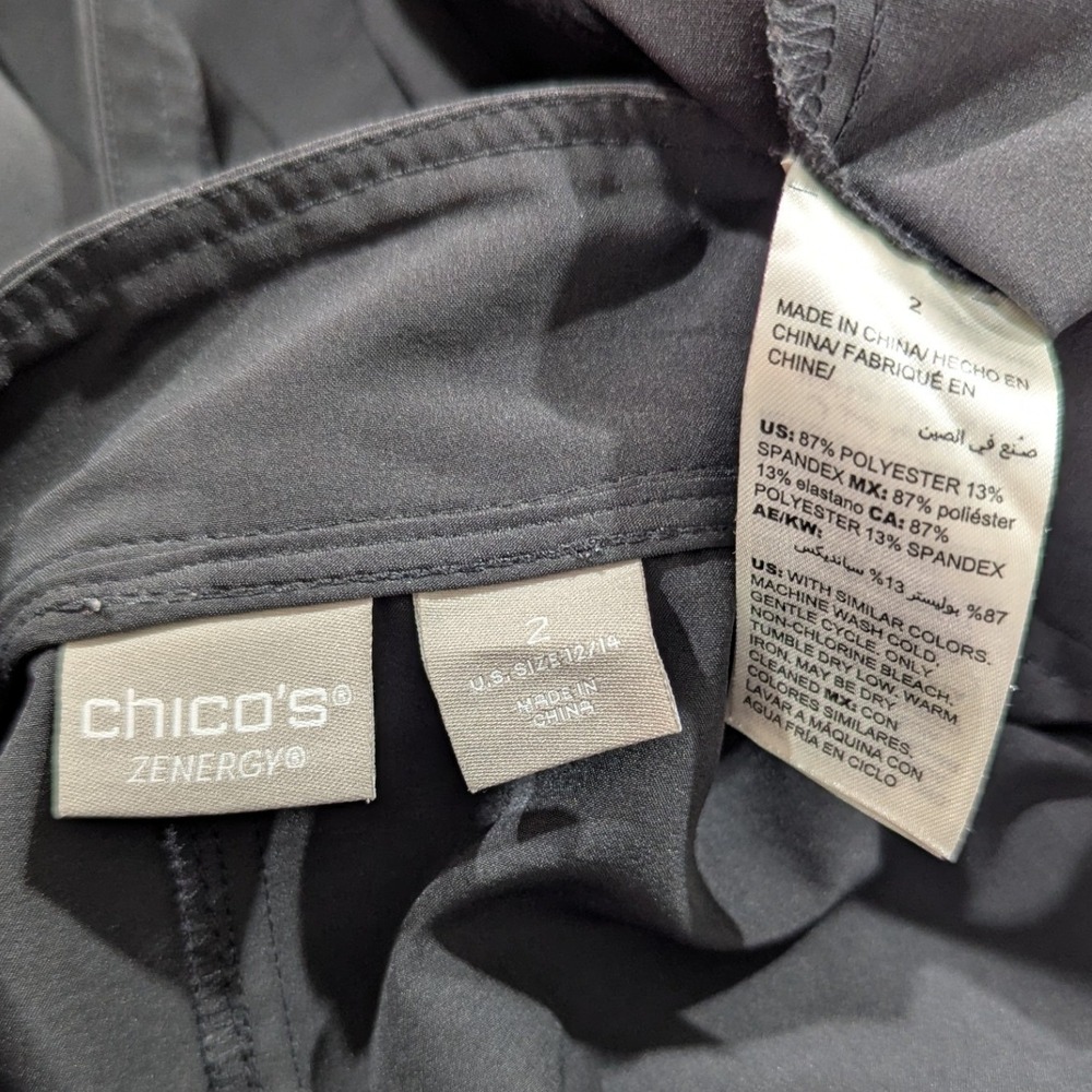Chico's Zenergy Black Full Zip Mock Neck Vest Womens Size 2 L 12/14 Activewear - Picture 3 of 6